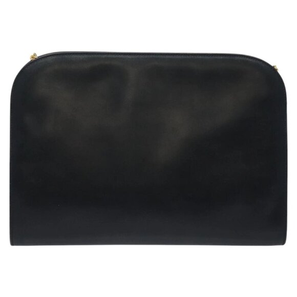 Salvatore Ferragamo Chain Shoulder Bag Leather Black Gold Auth 139064 - Picture 3 of 16